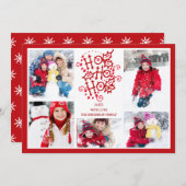 タイポグラフィー ホホホ 5枚写真クリスマス ハガキ 招待状 (正面/裏面)