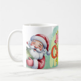 タイポグラフィー メリークリスマスとライトと鹿 コーヒーマグカップ