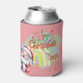 タイポグラフィー メリークリスマスとライトと鹿 缶クーラー (缶正面)