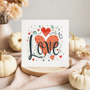 タイポグラフィー ラブ ハーツ バレンタインデー カード
