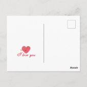 タイポグラフィー ロマンチック かわいい 赤いハート バレンタインデー ポストカード (裏面)