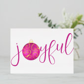 タイポグラフィー 楽しい ピンクと白 本物 箔シーズンカード (立ち正面)