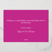 タイポグラフィー 楽しい ピンクと白 本物 箔シーズンカード (裏面)