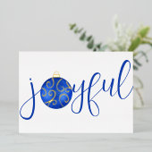 タイポグラフィー 爽やかな青と白 現実的 箔シーズンカード (立ち正面)