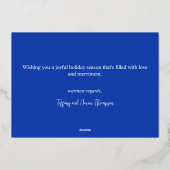 タイポグラフィー 爽やかな青と白 現実的 箔シーズンカード (裏面)