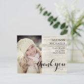 タイポグラフィー 2026 ウッドルック 卒業 ありがとう ポストカード (スタンド正面)