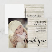 タイポグラフィー 2026 ウッドルック 卒業 ありがとう ポストカード (正面/裏面)