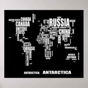 タイポグラフィ世界地図 ポスター