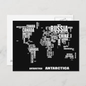 タイポグラフィ世界地図 ポストカード (正面/裏面)