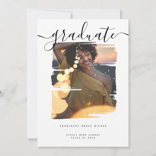 タイポグラフィ写真パーソナライズされた卒業 招待状 (正面)