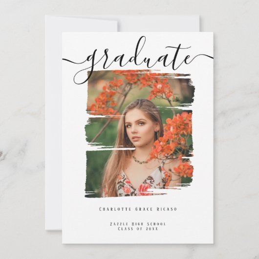 タイポグラフィ写真パーソナライズされた卒業 招待状 (正面)