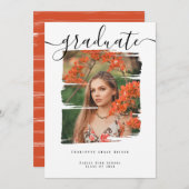 タイポグラフィ写真パーソナライズされた卒業 招待状 (正面/裏面)