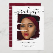 タイポグラフィ写真パーソナライズされた卒業 招待状 (正面/裏面)