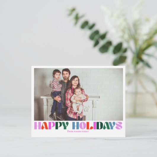 タイポグラフィ写真モダンカラフルはがき ポストカード (スタンド正面)