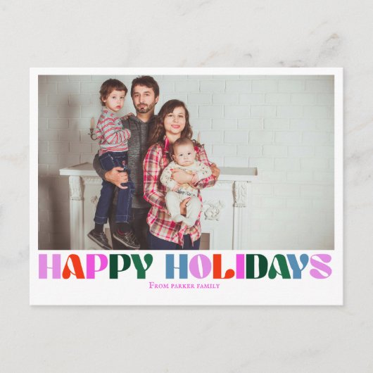 タイポグラフィ写真モダンカラフルはがき ポストカード (正面)