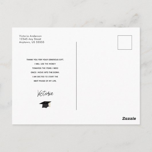 タイポグラフィ写真大学院生ありがとう ポストカード (裏面)