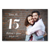 タイポグラフィ写真結婚のテーブル番号カード テーブルナンバー (正面)