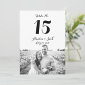 タイポグラフィ写真結婚のテーブル番号カード 招待状 (スタンド正面)