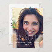 タイポグラフィ写真2016卒業パーティー招待状 インビテーションポストカード (正面/裏面)