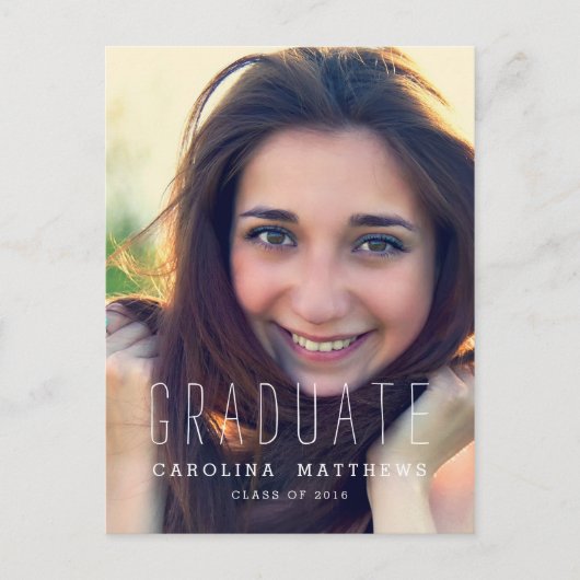 タイポグラフィ写真2016卒業パーティー招待状 インビテーションポストカード (正面)