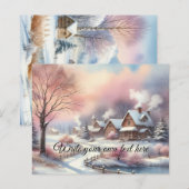 タイポグラフィ冬景色コテージ水彩 (正面/裏面)