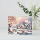 タイポグラフィ冬景色コテージ水彩 (スタンド正面)