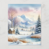 タイポグラフィ冬景色コテージ水彩 (裏面)