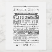 タイポグラフィ卒業カード大学大学院 ワインラベル (シングルラベル)