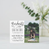 タイポグラフィ卒業パーティーの写真の日付を保存 案内ポストカード (スタンド正面)