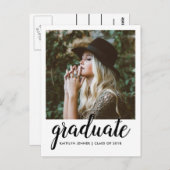 タイポグラフィ卒業パーティー |日付写真を保存 ポストカード (正面/裏面)