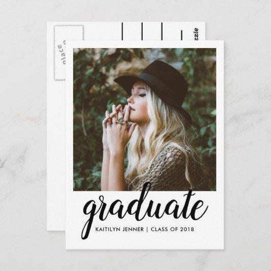 タイポグラフィ卒業パーティー |日付写真を保存 ポストカード (正面/裏面)