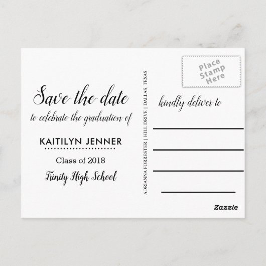 タイポグラフィ卒業パーティー |日付写真を保存 ポストカード (裏面)