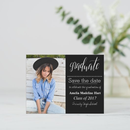 タイポグラフィ卒業党 | 写真の日付を保存 案内ポストカード (スタンド正面)