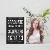 タイポグラフィ卒業招待状テンプレート 招待状 (スタンド正面)