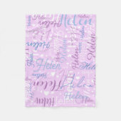 タイポグラフィ名とハートの繰り返し割当て薄紫 フリースブランケット (正面)