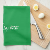 タイポグラフィ名テンプレートエレガントケリーグリーン キッチンタオル (四つ折り)