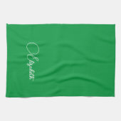 タイポグラフィ名テンプレートエレガントケリーグリーン キッチンタオル (横)