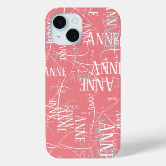 タイポグラフィ名パターンピンク Case-Mate iPhoneケース (裏面)
