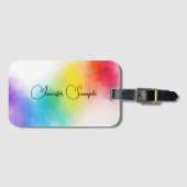 タイポグラフィ名モダントレンディーカラフルテンプレート ラゲッジタグ (正面横)