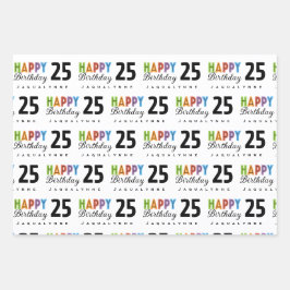 タイポグラフィ名誕生日ラップ紙 ラッピングペーパーシート