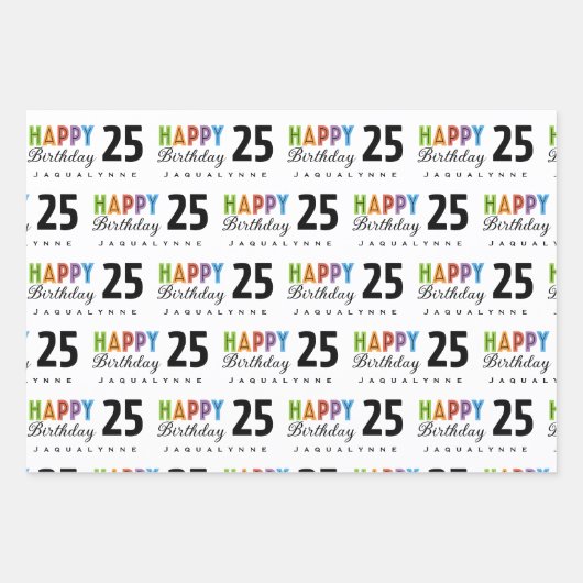 タイポグラフィ名誕生日ラップ紙 ラッピングペーパーシート (正面)