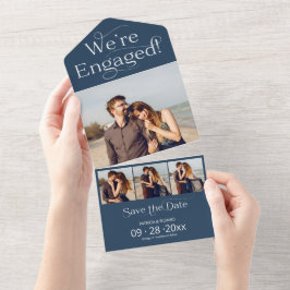 タイポグラフィ婚約したすべての日付を1つ保存 オールインワン招待状