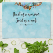 タイポグラフィ引用文と水の色ウルフボホスタイル キッチンタオル (折り畳み)