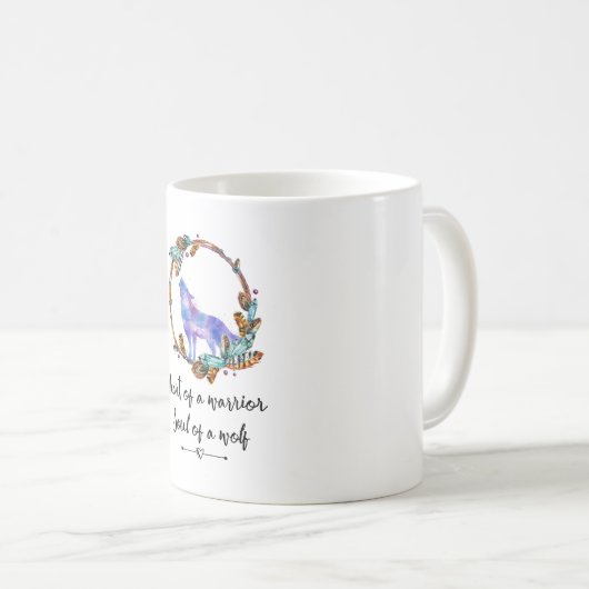 タイポグラフィ引用文と水の色ウルフボホスタイル コーヒーマグカップ (正面右)