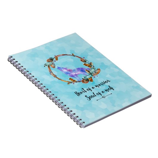 タイポグラフィ引用文と水の色ウルフボホスタイル ノートブック (右側)