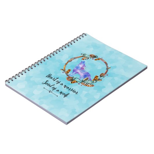 タイポグラフィ引用文と水の色ウルフボホスタイル ノートブック (左側)