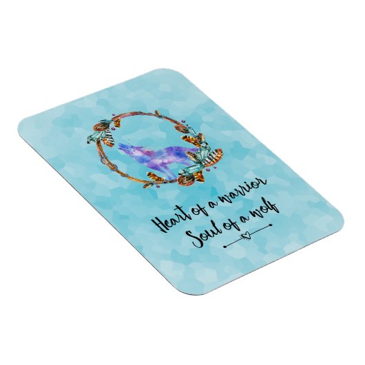 タイポグラフィ引用文と水の色ウルフボホスタイル マグネット (右側)