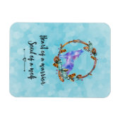 タイポグラフィ引用文と水の色ウルフボホスタイル マグネット (横)