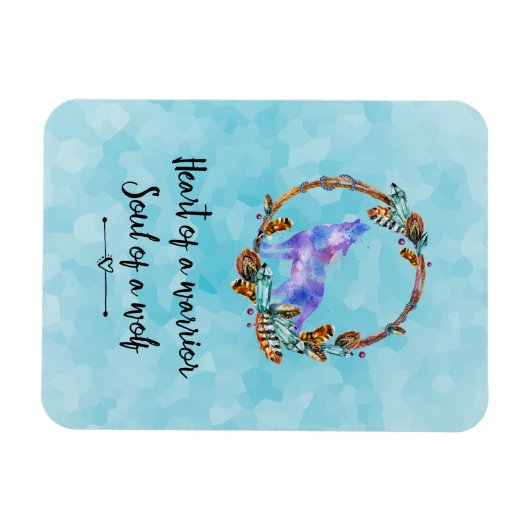 タイポグラフィ引用文と水の色ウルフボホスタイル マグネット (横)