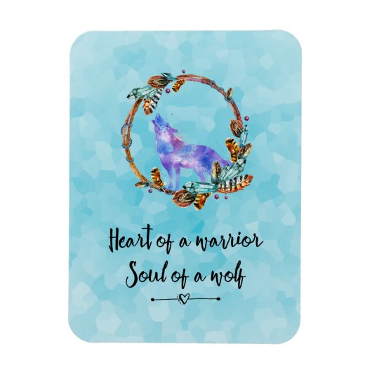 タイポグラフィ引用文と水の色ウルフボホスタイル マグネット (縦)